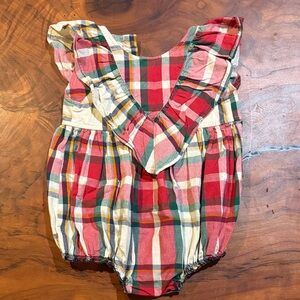 Pink Chicken tartan Plaid Romper 18/25m
